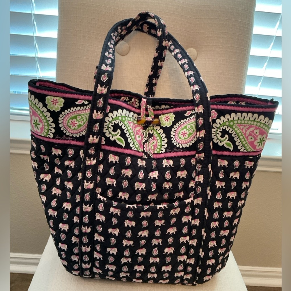 Rare Vera Bradley Pink Elephant XL Tote Retired